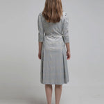 Embroidery h-line midi dress dark sky blue - fasfas