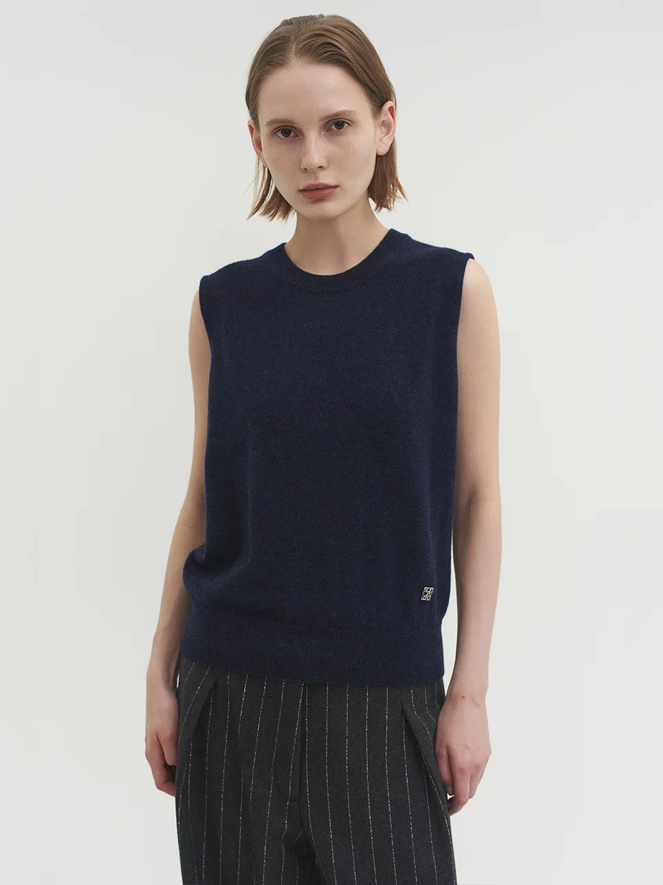 Evi sleeveless knit top maroso navy - fasfas