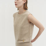 Evi sleeveless knit top oatmeal beige - fasfas