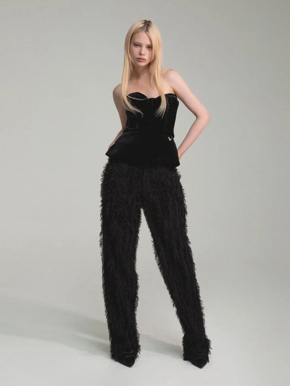 Fake feather 5 pocket pants - fasfas