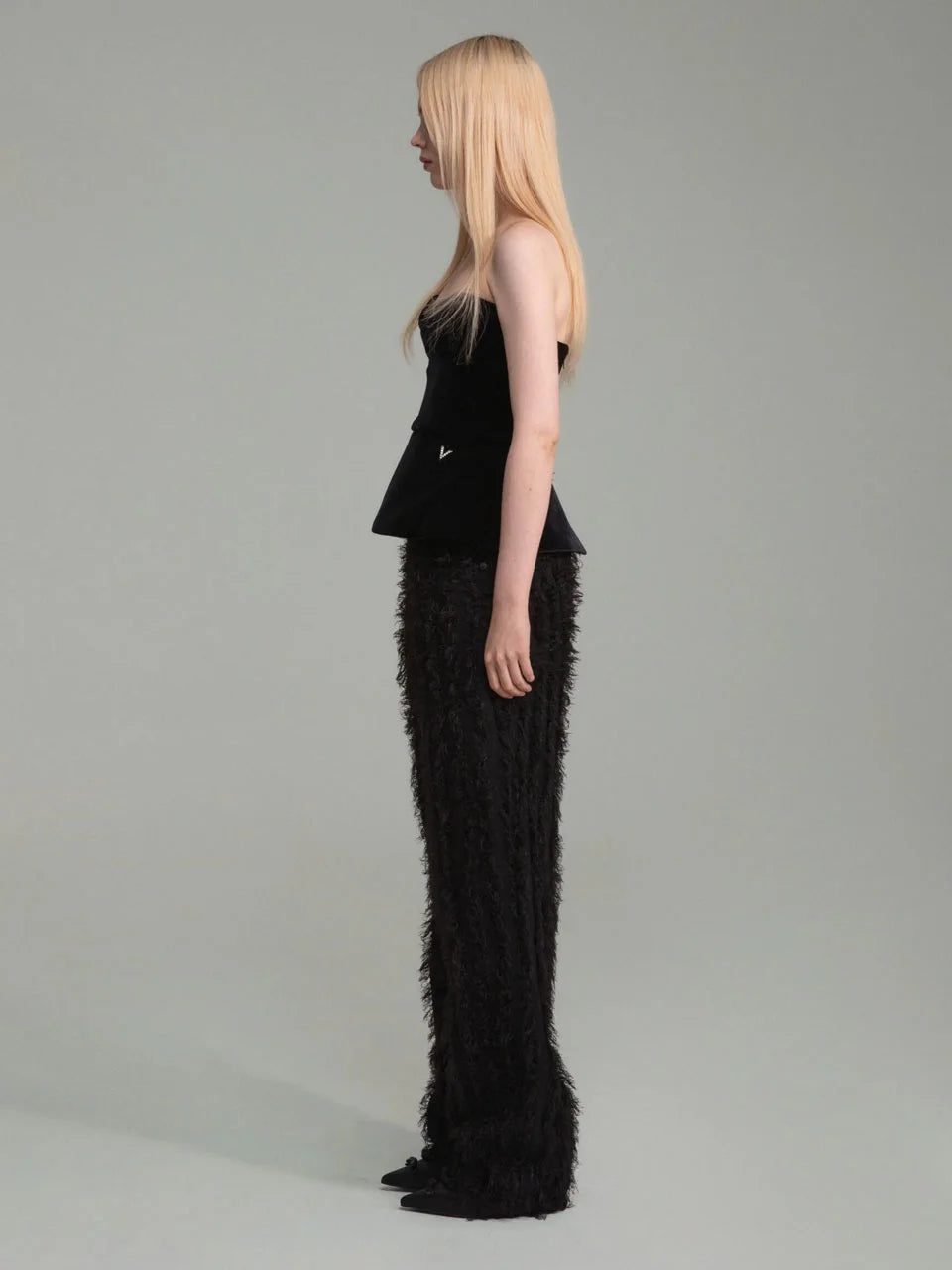Fake feather 5 pocket pants - fasfas