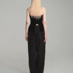 Fake feather 5 pocket pants - fasfas