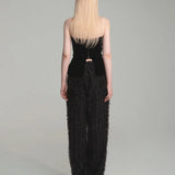 Fake feather 5 pocket pants - fasfas