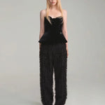 Fake feather 5 pocket pants - fasfas