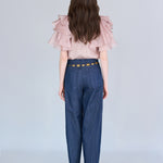 Flare sleeve loose fit frill blouse - fasfas