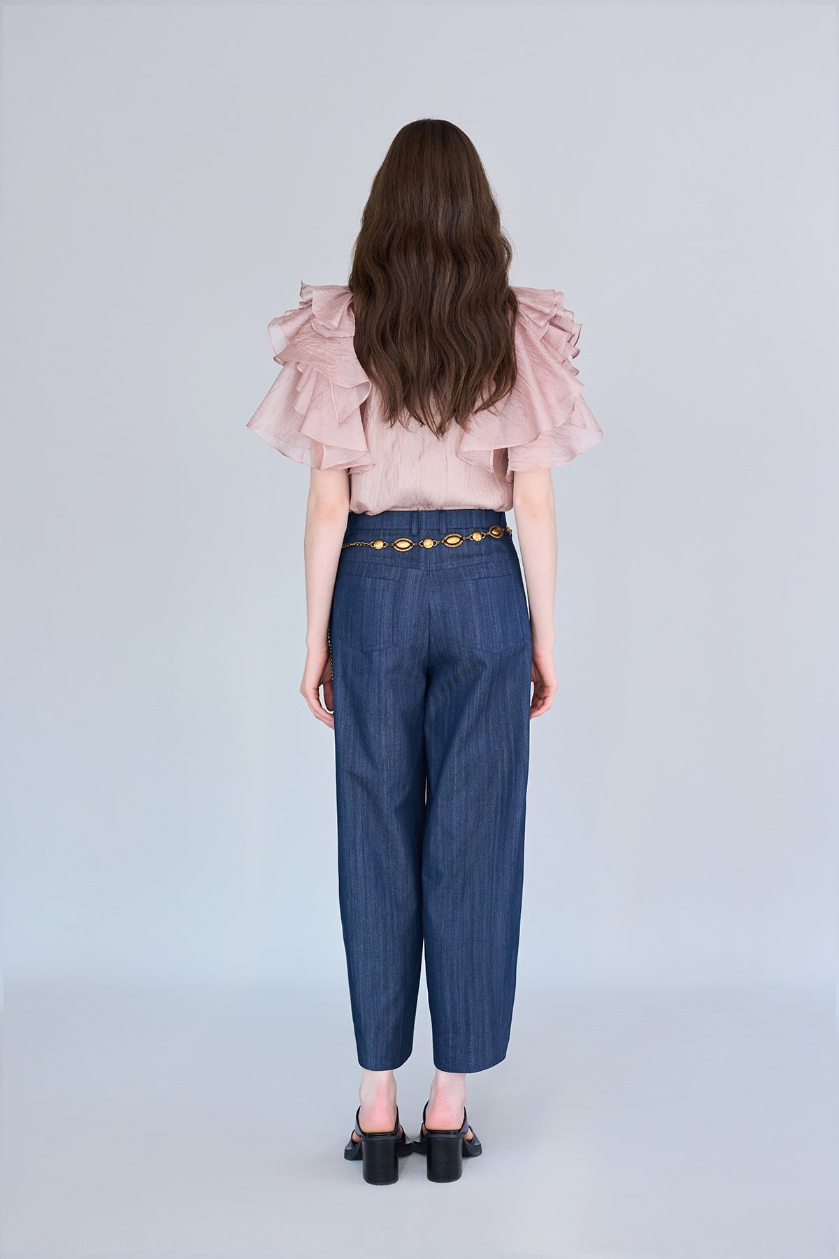 Flare sleeve loose fit frill blouse - fasfas