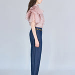 Flare sleeve loose fit frill blouse - fasfas