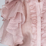 Flare sleeve loose fit frill blouse - fasfas