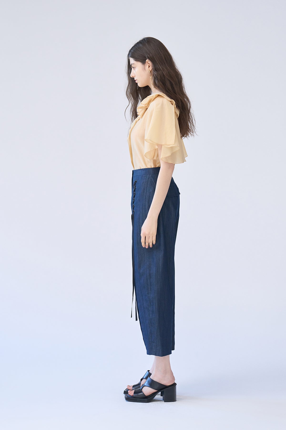 Flare sleeve yellow blouse - fasfas