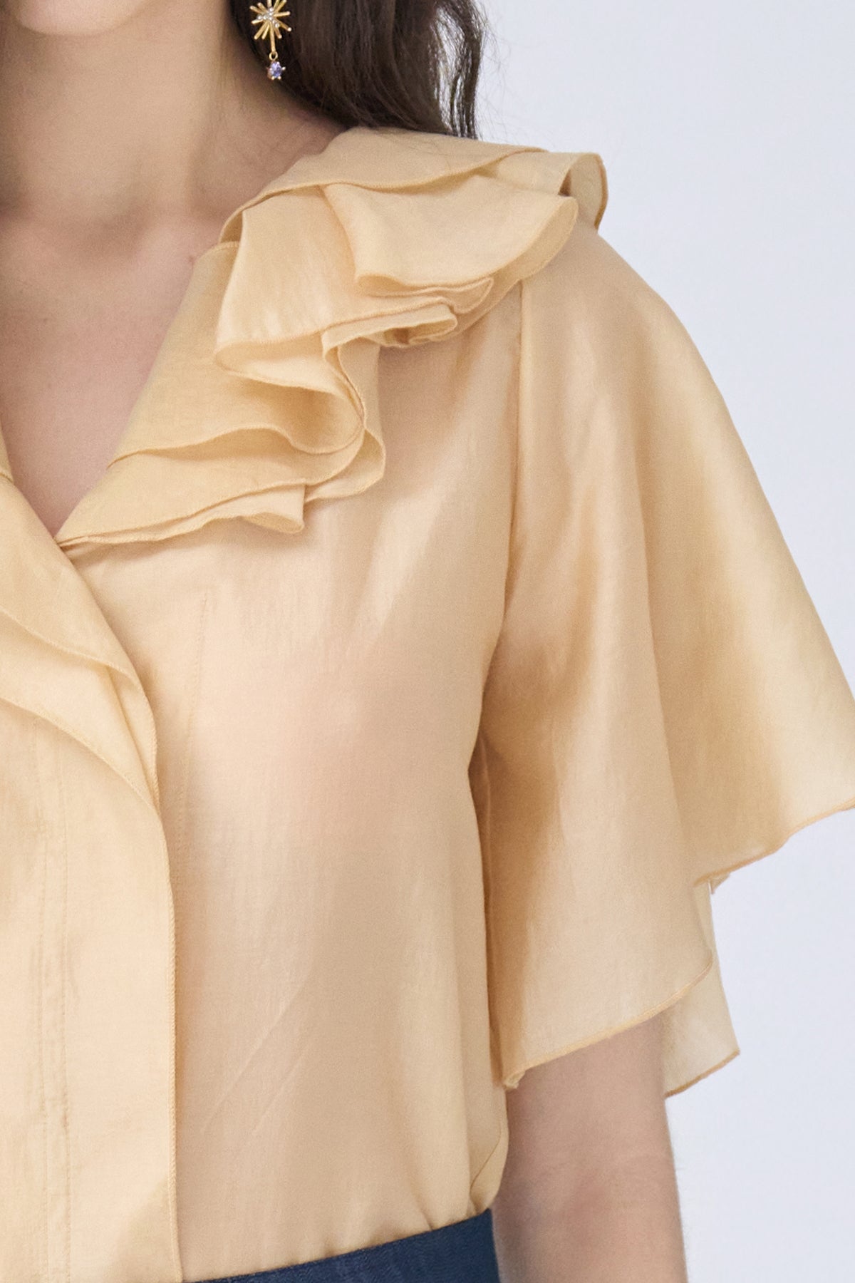 Flare sleeve yellow blouse - fasfas