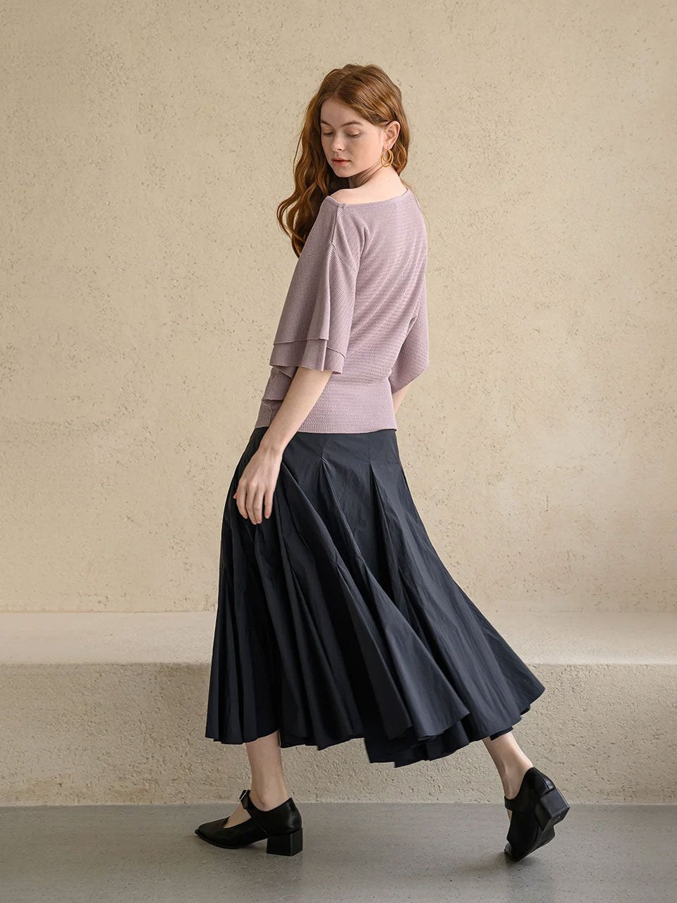 Flare maxi skirt black - fasfas