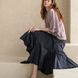 Flare maxi skirt black - fasfas