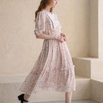 Flower pattern lovely dress ivory - fasfas