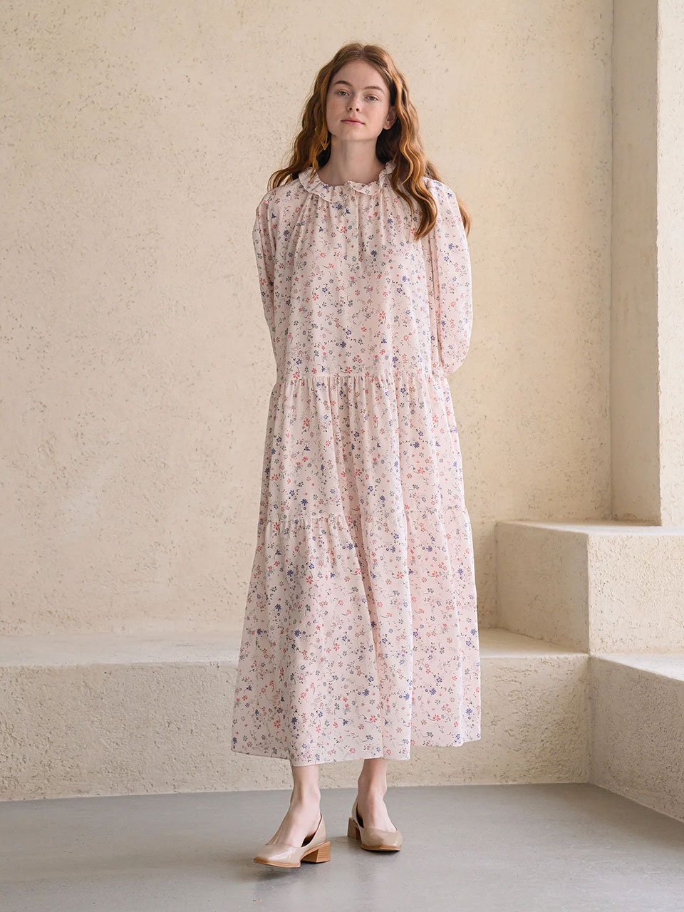 Flower pattern frill blouse - fasfas