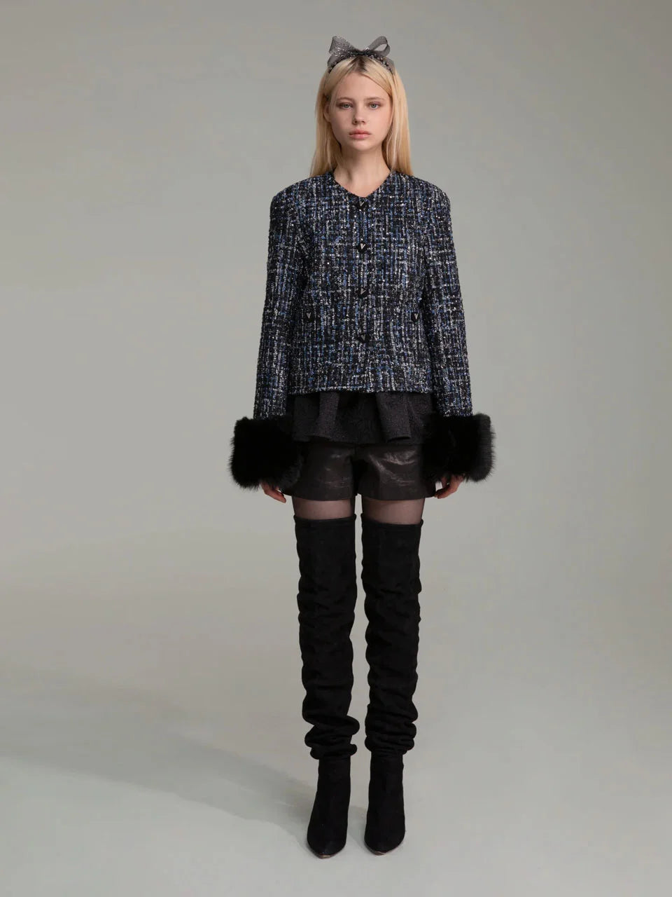 Fur trimmed tweed jacket(custom made) - fasfas