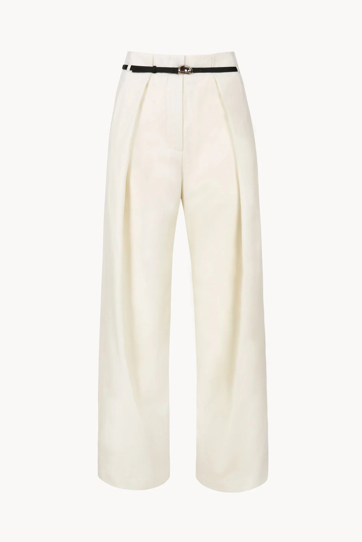 Lea pants with leather belt ivory - fasfas