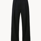 Lea pants with leather belt dark navy - fasfas