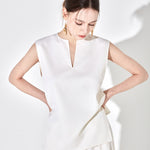 Eva deep v-neck top ivory - fasfas