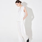 Eva deep v-neck top ivory - fasfas