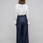 V-neck ribbon lace blouse - fasfas