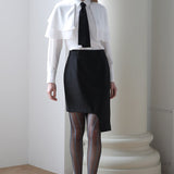 Black tie cape blouse