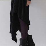 Draped wrap black unbalanced skirt