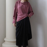 Draped-neck loose fit blouse