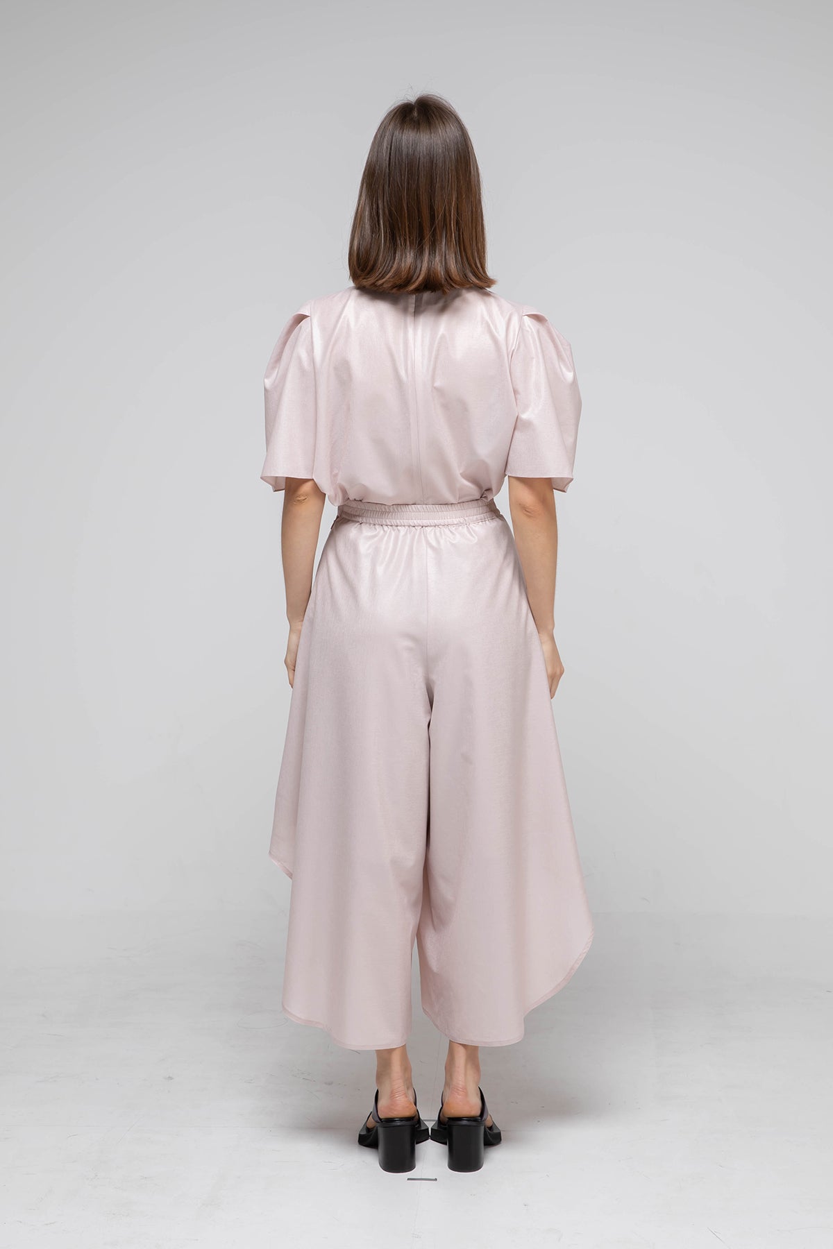 Wide volume skirt pants pink beige - fasfas