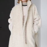 高領寬鬆羊羔毛大衣