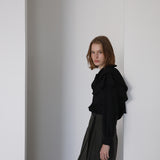Ruffle tie blouse black