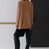 Classic double-button wool jacket coat camel