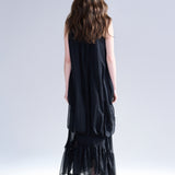 Halterneck asymmetric balloon long dress - fasfas
