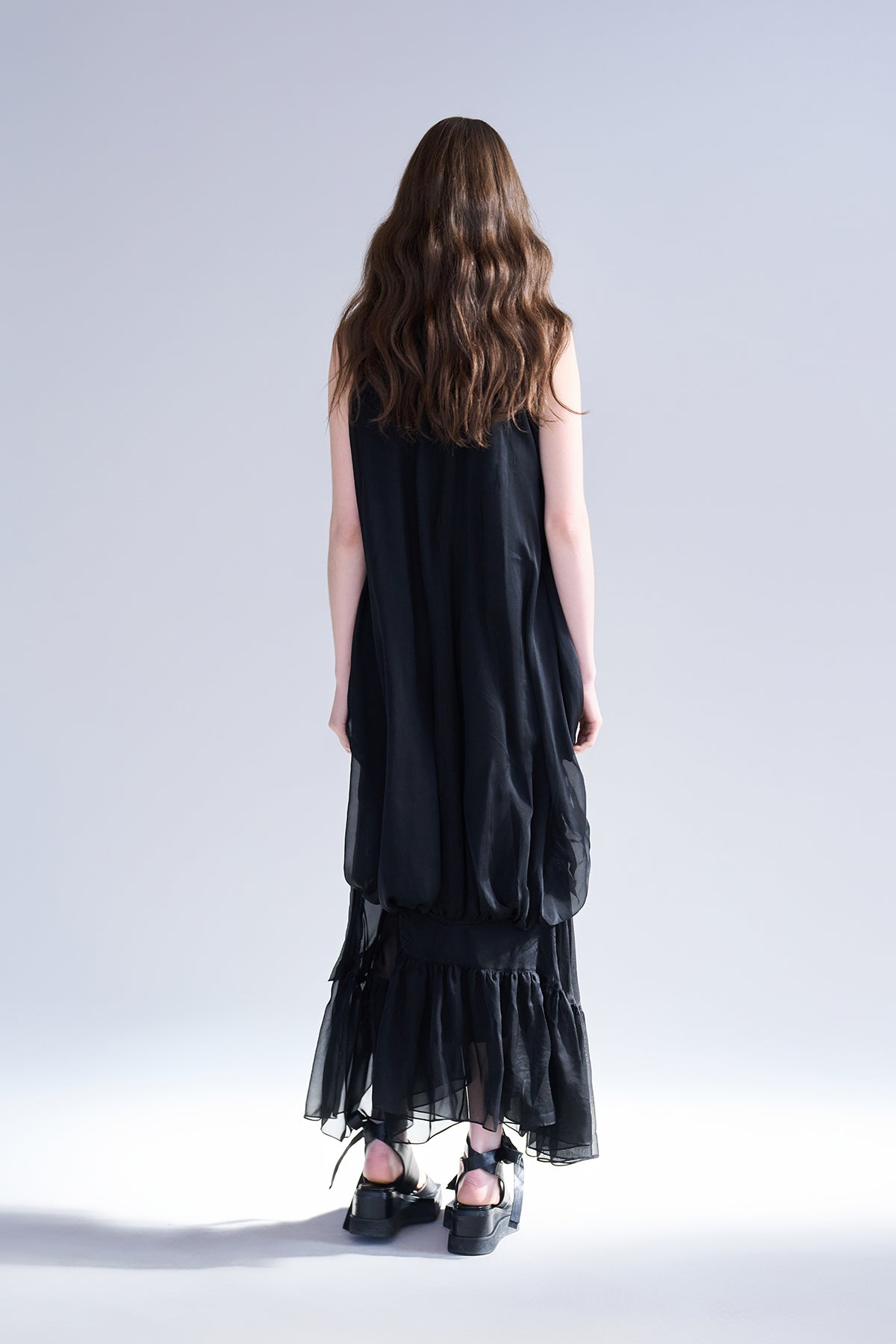 Halterneck asymmetric balloon long dress - fasfas