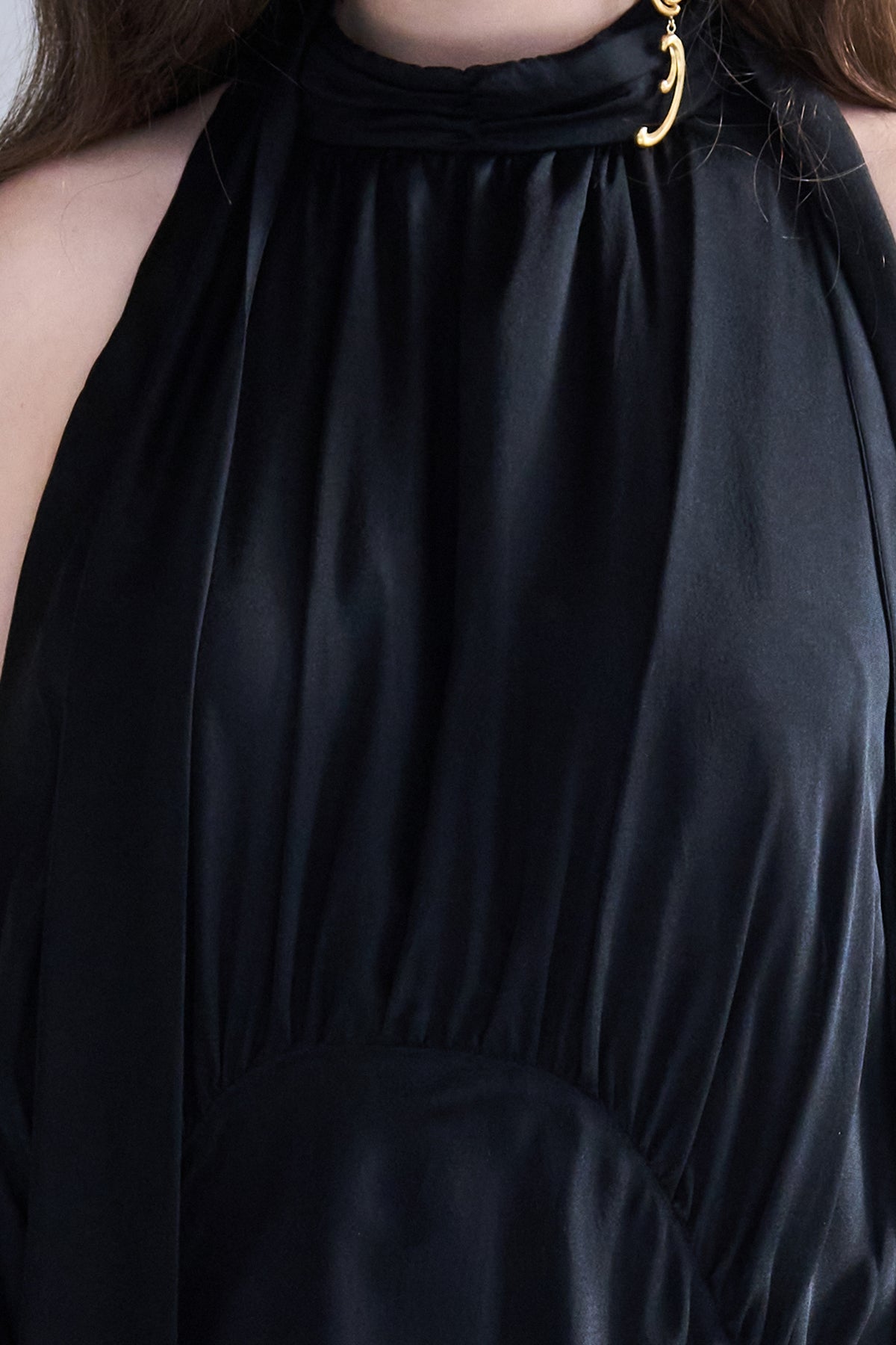 Halterneck asymmetric balloon long dress - fasfas