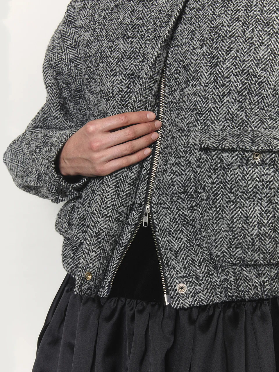 Herringbone wool bomber jacket gray - fasfas