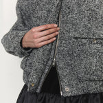 Herringbone wool bomber jacket gray - fasfas
