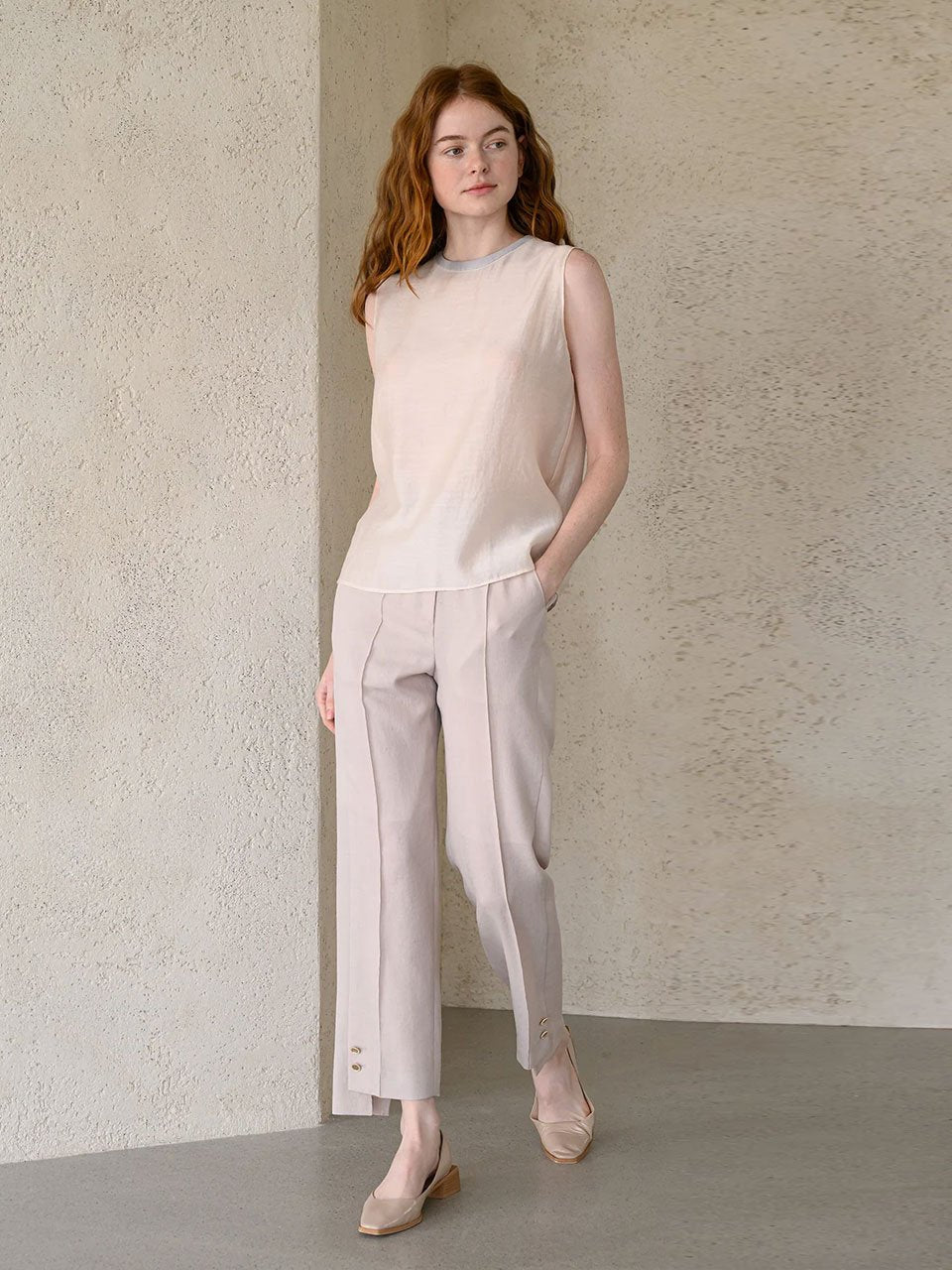 High waist straight fit set-up pants - fasfas