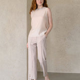 High waist straight fit set-up pants - fasfas