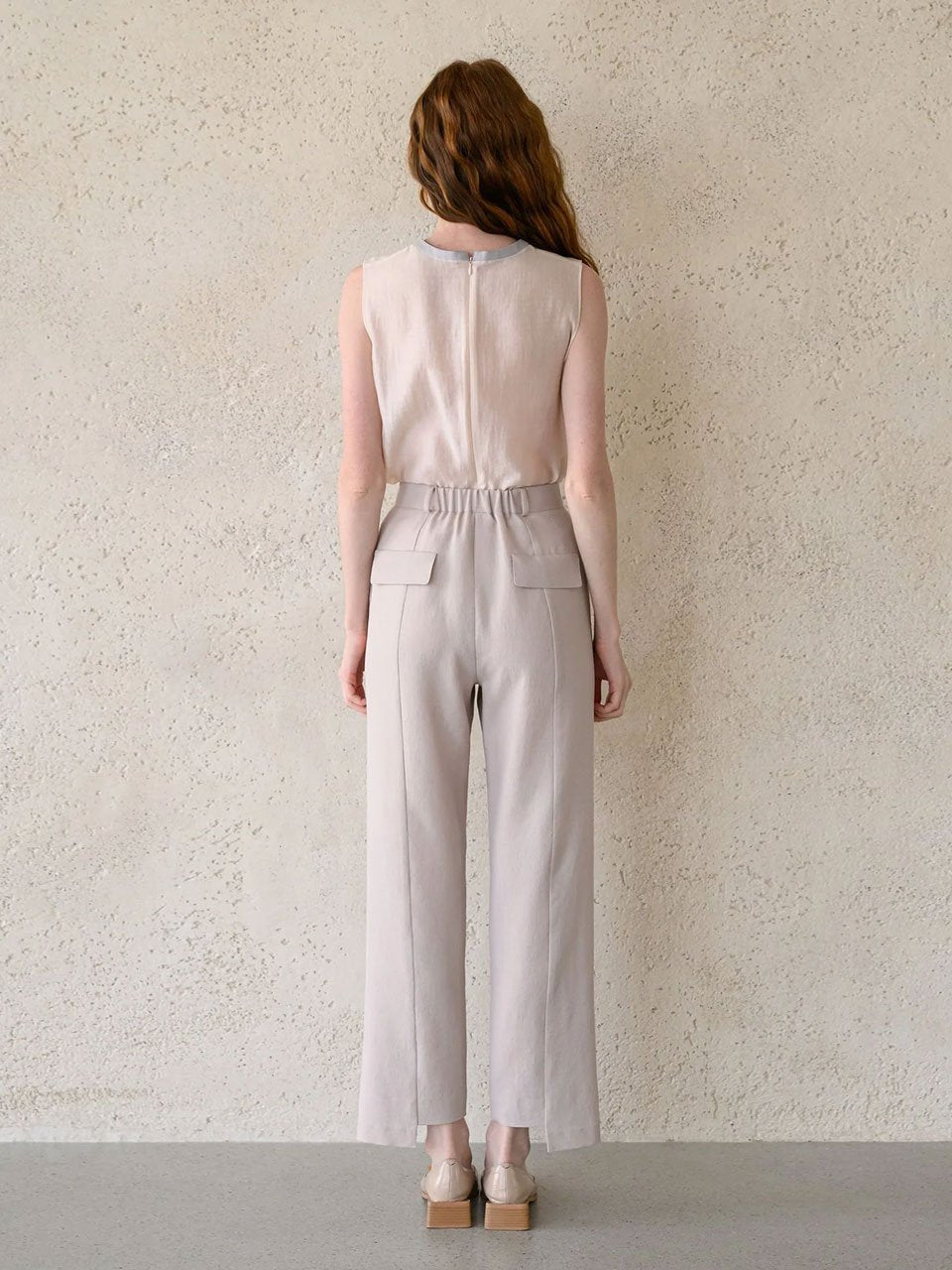 High waist straight fit set-up pants - fasfas