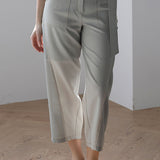 High waist banding baggy pants light khaki