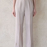 High waist straight fit set-up pants