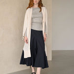Interseasonal split sleeve long cardigan ivory - fasfas