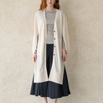 Interseasonal split sleeve long cardigan ivory - fasfas