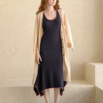 Interseasonal split sleeve long cardigan light beige - fasfas
