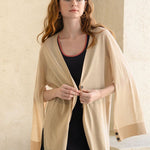 Interseasonal split sleeve long cardigan light beige - fasfas