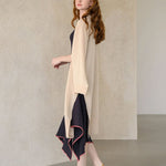 Interseasonal split sleeve long cardigan light beige - fasfas