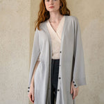 Interseasonal split sleeve long cardigan sky blue - fasfas