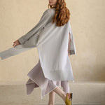 Interseasonal split sleeve long cardigan sky blue - fasfas