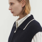 Jasmin knit vest indigo navy - fasfas