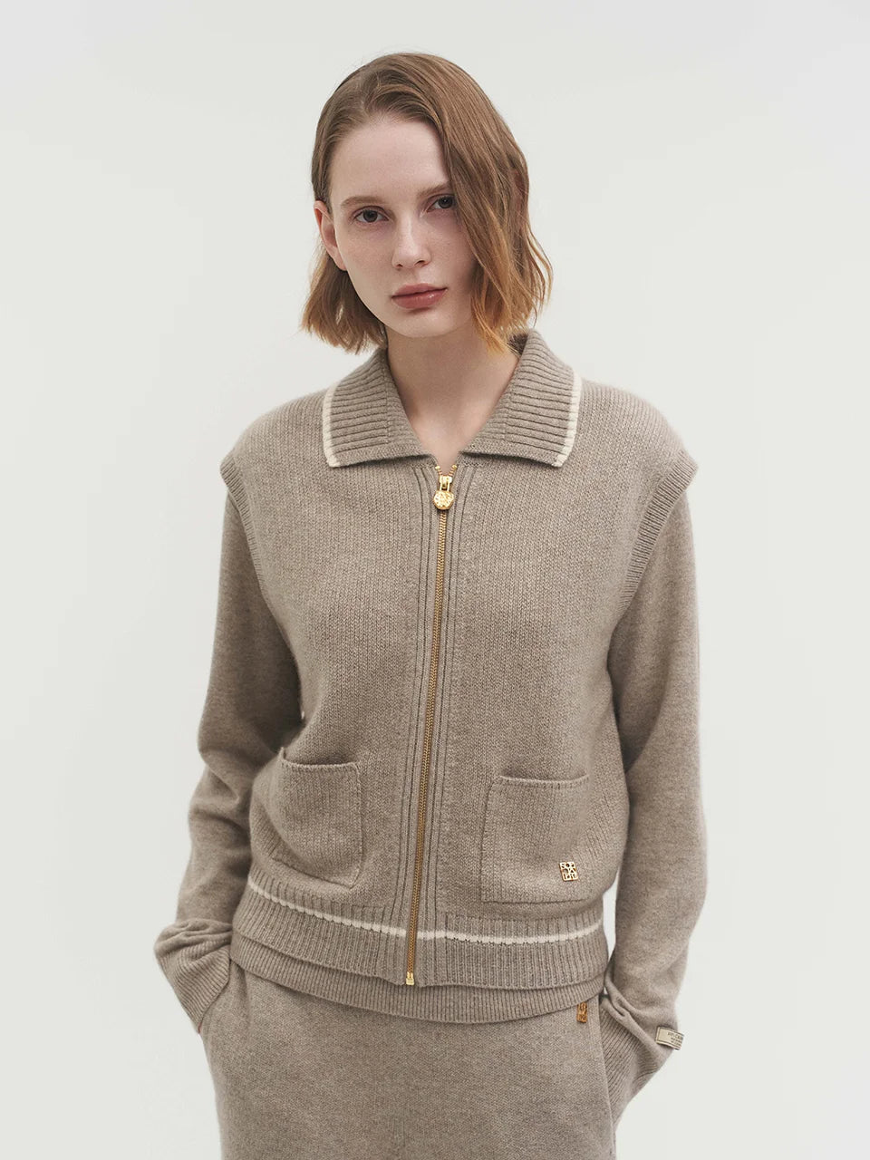 Jasmin knit vest natural beige - fasfas